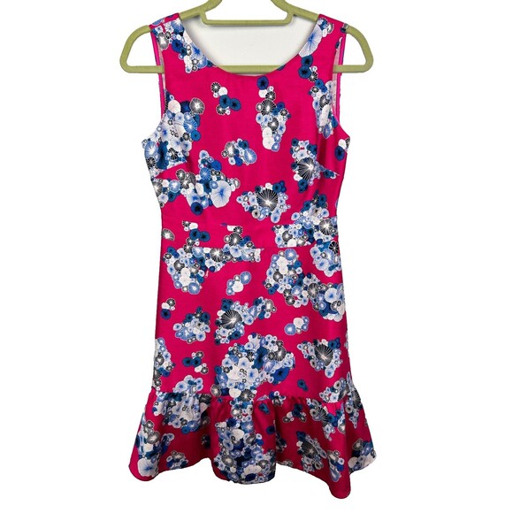 Diane von Furstenberg DVF Topanga Pink Floral Jacquard Fit & Flare Dress Women 2 - Picture 3 of 13